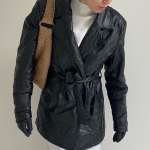 Abstract Leather coat